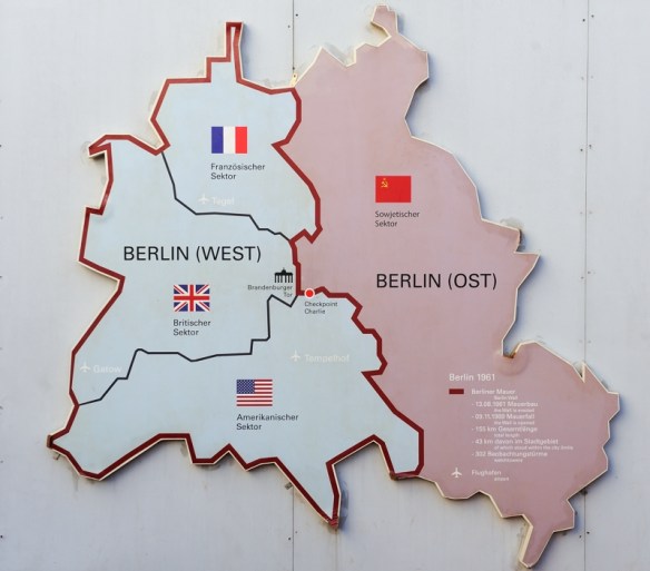 verdeling van Berlijn na WWII in vier sectoren division of Berlin after WWII in four sectors