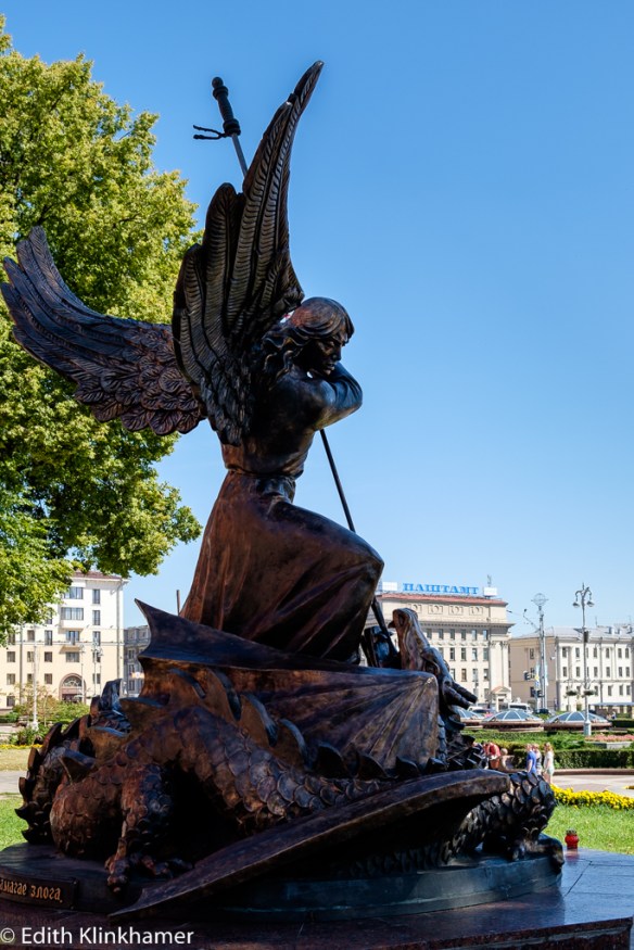 Archangle Michael's defeat of the evil Independence square Minsk